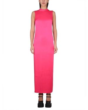 Versace Long Dress With Ring Neckline - Pink