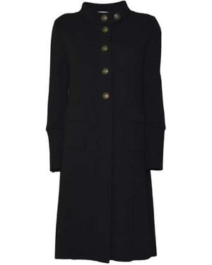 Charlott Long Wool Coat With Decorative Buttons And H - Schwarz