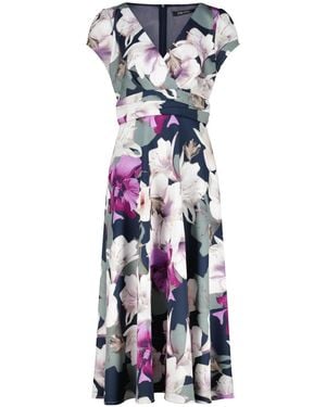 Swing Cocktailkleid Im Floralem Design - Blau