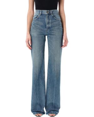 Saint Laurent High Rise Flared Boot-Cut Jeans - Blau