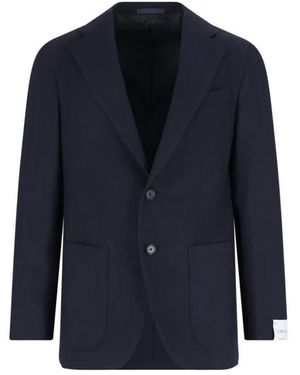 Emanuela Caruso Tailored Herringbone Jacket With Notched Lapel - Blau