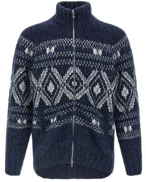 Brunello Cucinelli Geometric Jacquard' Cardigan - Blau