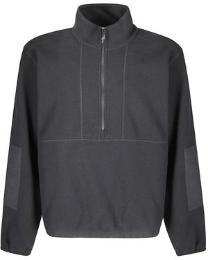 GR10K High Collar Half-Zip Fleece Pullover With Zippered - Grau