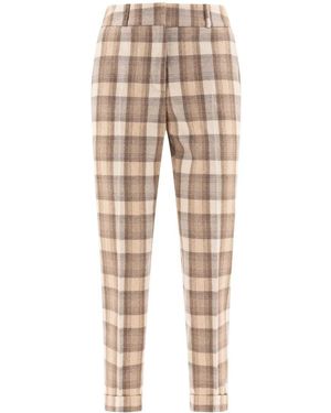Peserico Check Wool Trousers - Natur