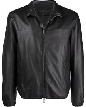 Emporio Armani Fitted Lamb Leather Blouson - Schwarz