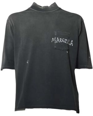 Maison Margiela Charcoal Cotton T-Shirt With Graffiti Logo - Schwarz