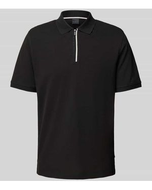 Bugatti Regular Fit Poloshirt mit Reißverschluss - Schwarz