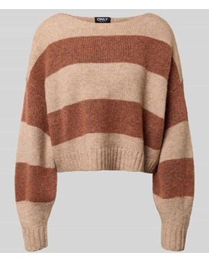 ONLY Pullover mit U-Boot-Ausschnitt - Braun
