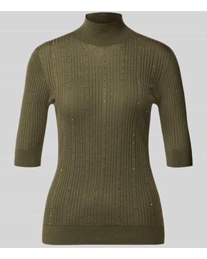 Liu Jo Slim Fit Longsleeve aus reiner Lanawolle Modell 'Maglia Costine' - Grün