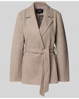 ONLY Regular Fit Kurzmantel mit Taillengürtel zum Binden Modell 'ALVILDA' - Natur