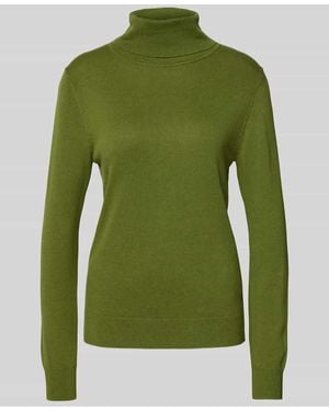 Tom Tailor Regular Fit Rollkragenpullover aus Baumwoll-Viskose-Mix - Grün
