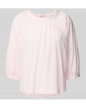 S.oliver Relaxed Fit Blusenshirt aus Baumwoll-Viskose-Mix - Pink