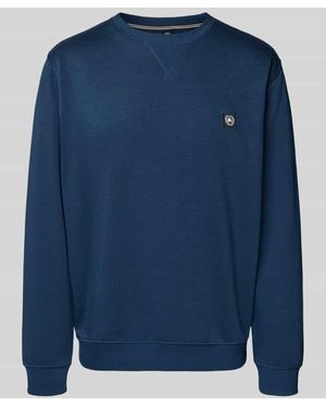 Lerros Sweatshirt mit Label-Patch - Blau