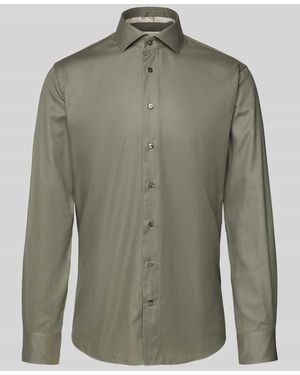 Profuomo Slim Fit Business-Hemd mit Kentkragen Modell 'Cutaway' - Grün