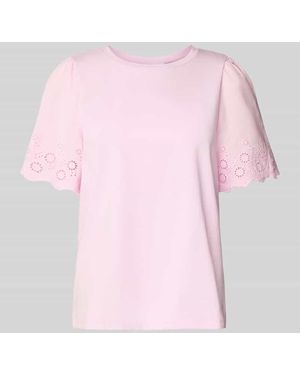 Vila T-Shirt mit Lochstickerei Modell 'CELIANA' - Pink
