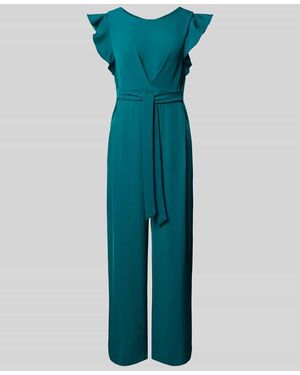 Rinascimento Cocktail-Jumpsuit mit Volants und Bindegürtel - Blau