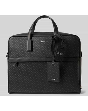 BOSS Laptoptasche aus regeneriertem Leder Modell 'ZAIR' - Schwarz
