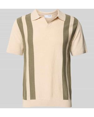 SELECTED Poloshirt mit V-Ausschnitt Modell 'MATTIS' - Natur