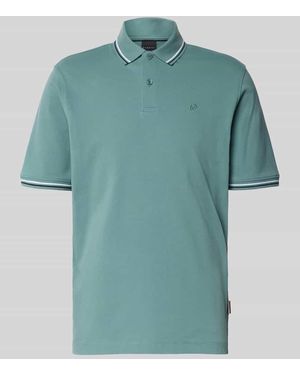 Bugatti Poloshirt mit kurzer Knopfleiste - Blau