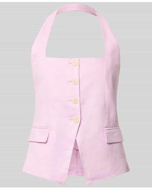 Mango Weste aus Leinen mit Neckholder Modell 'BORELI' - Pink