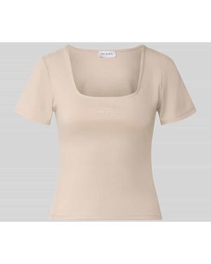 Oh April Slim Fit T-Shirt mit Karree-Ausschnitt Modell 'Kalina' - Natur