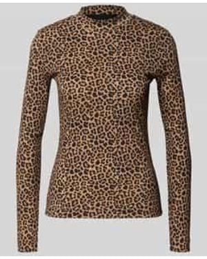 Marc Cain Shirt Met Lange Mouwen En Opstaande Kraag - Bruin