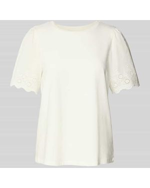 Vila T-Shirt mit Lochstickerei Modell 'CELIANA' - Weiß