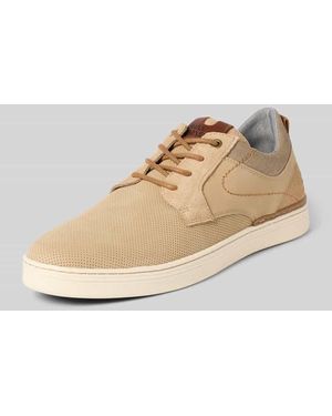 Bullboxer Schnürschuhe aus Leder-Mix mit Logo-Prägung - Natur