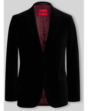 HUGO Slim Fit Smoking mit Samtstruktur - Schwarz