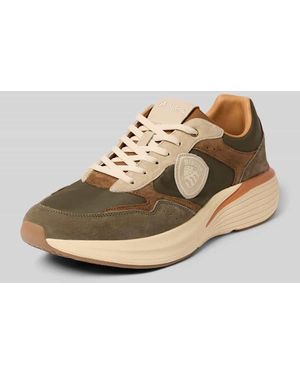 Blauer Usa Sneaker mit Label-Patch und -Prägung Modell 'LANDER02' - Natur