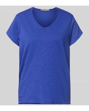 Smith & Soul T-Shirt mit Rollsaum und V-Ausschnitt - Blau