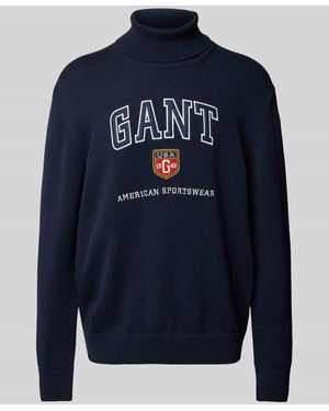 GANT Strickpullover Mit Label-Stitching - Blau