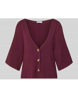MORE&MORE Relaxed Fit Cardigan aus Viskose-Mix in Strick-Optik - Lila