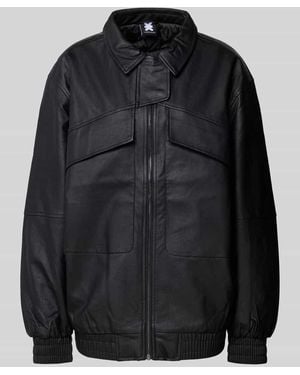 Karo Kauer Oversized Jacke in Leder-Optik - Schwarz