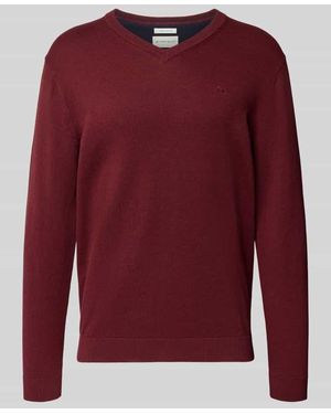Tom Tailor Regular Fit Strickpullover aus reiner Baumwolle - Rot