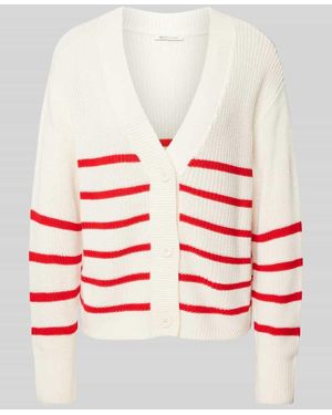 Tom Tailor Relaxed Fit Strickjacke Aus Baumwoll-Mix Mit V-Ausschnitt - Rot