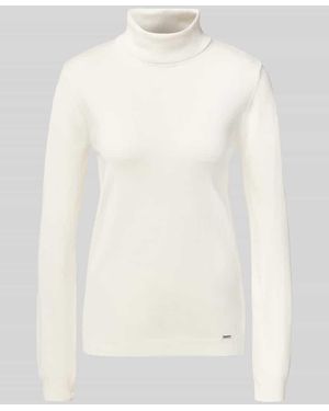MORE&MORE Slim Fit Rollkragenpullover aus Viskose-Mix - Weiß