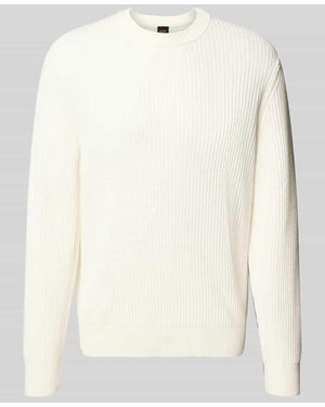 BOSS Regular Fit Strickpullover aus Baumwoll-Mix Modell 'APOKKO' - Natur