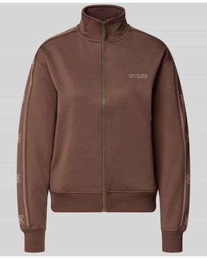 Guess Relaxed Fit Sweatjacke aus elastischem Viskose-Mix - Braun