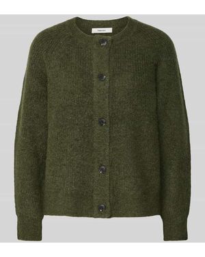 SELECTED Regular Fit Strickjacke aus Woll-Mix mit Alpaka Modell 'LULU' - Grün