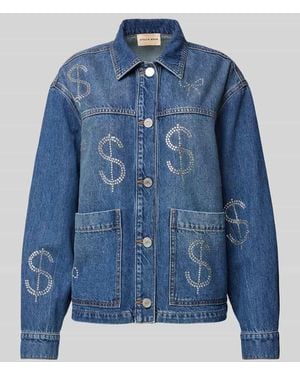 Stella Nova Jeansjacke mit Strasssteinbesatz - Blau