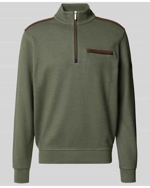 Bugatti Sweatshirt mit Label-Detail - Grün