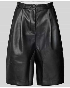 Neo Noir Straight Leg Shorts in Leder-Optik Modell 'Nika' - Schwarz
