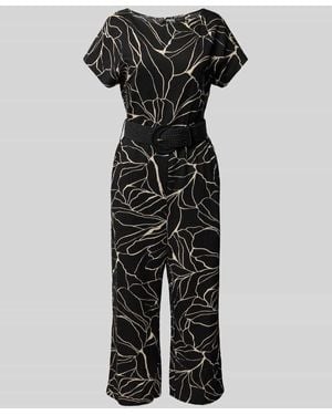 S.oliver Regular Fit Jumpsuit in Culotte-Länge mit Flechtgürtel - Schwarz