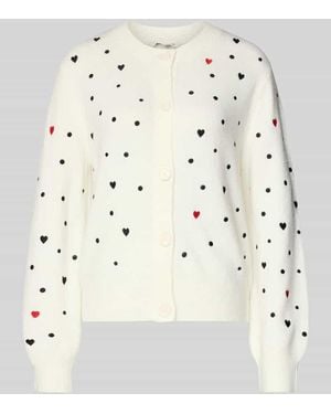 Tom Tailor Regular Fit Strickjacke mit Stickereien - Natur