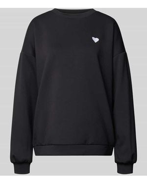 Pieces Relaxed Fit Pullover mit Herz-Stickerei Modell 'TALIA' - Blau
