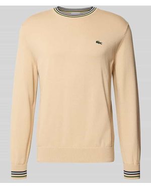Lacoste Regular Fit Strickpullover aus reiner Baumwolle - Natur