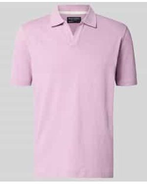Marc O' Polo Regular Fit Poloshirt Van Mix Van Katoen En Linnen - Roze