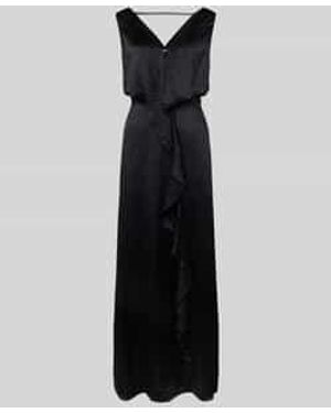 Comma, Midi-Jurk Met V-Hals - Zwart