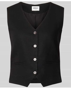 ONLY Regular Fit Leinenweste mit Bindeband Modell 'GOA' - Schwarz